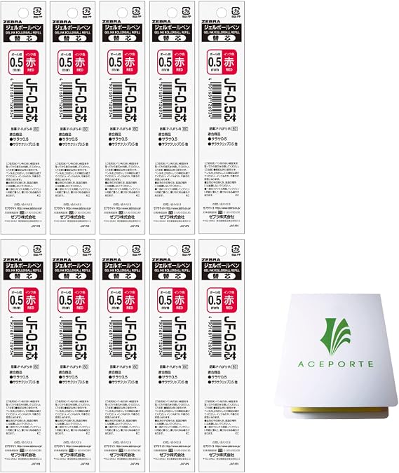 Zebra SARASA 0.5mm Red Ink 10 Refills (RJF5-R), High Speed Dry Ink Technology with Original Sticky Notes