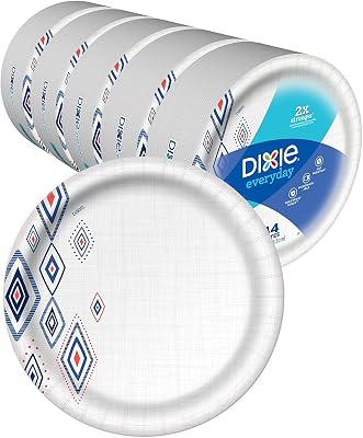 Dixie Everyday Paper Plates, 10 116, 220 Count, 5 Packs of 44 Plates, Dinner Size Printed Disposable Plates