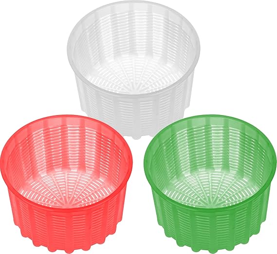 Cheese Making Mold - Plastic Ricotta Basket 3 Pcs - Form Mold for Feta, Camembert, Ricotta, 20 oz