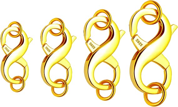 S925 Double Opening Lobster Clasp Sterling Silver and Gold Necklace Bracelet Extender Clasps and Closures for DIY Jewelry