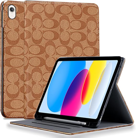 Designer Compatible with iPad Air 11 Inch Case 7th/6th Generation (M3/M2) 2025/2024,iPad Air 4th/ 5th Generation Case(2022/2020) 10.9 Inch Aesthetic Retro Leather Luxury,Auto Sleep/Wake-Brown