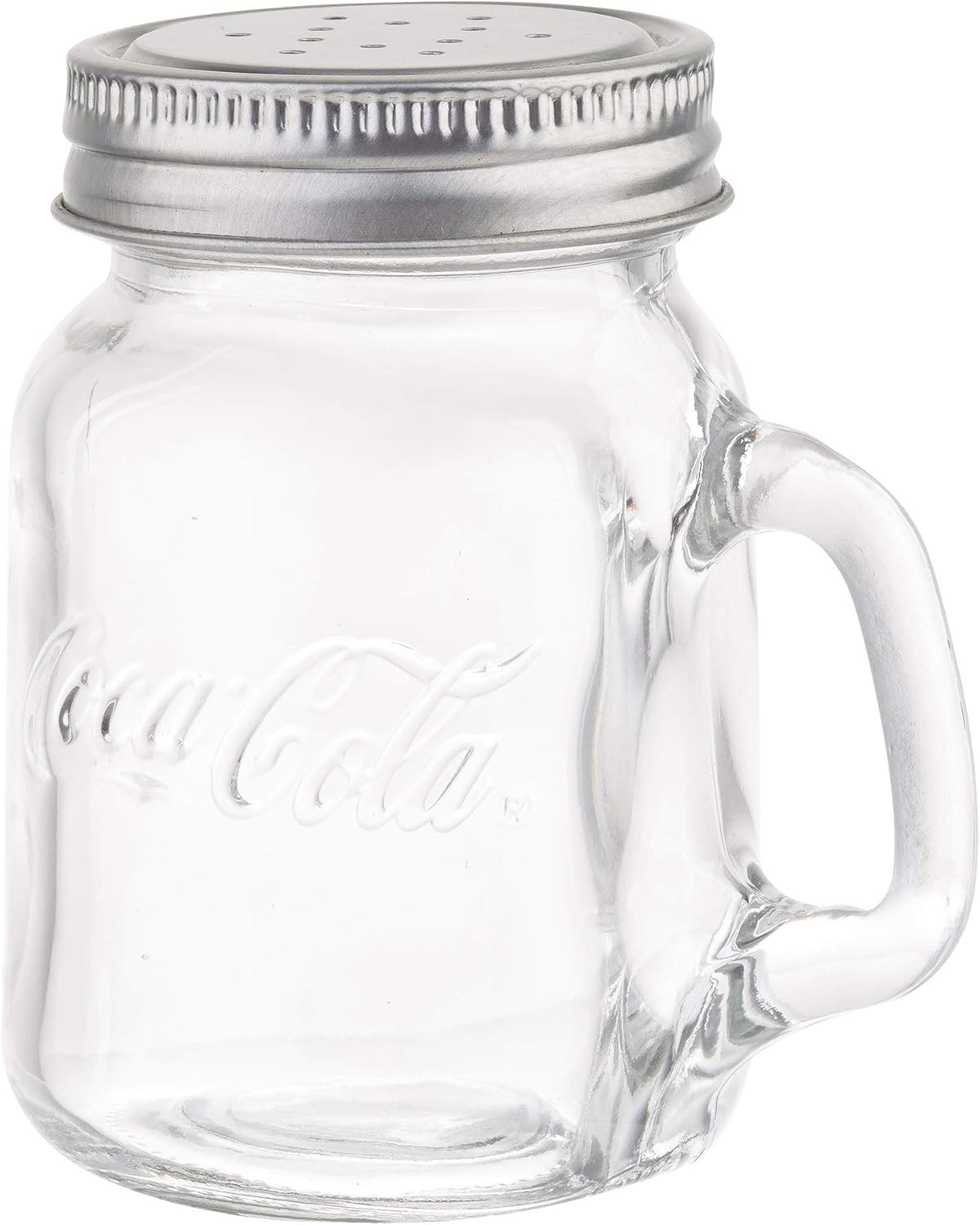 Tablecraft Coca-Cola Mason S&P Shakers, Glass Jar with Metal Lid, 4.75oz