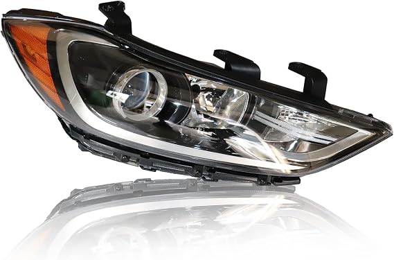 Halogen Front Headlight Assembly For 2017 2018 Hyundai Elantra SE/SEL/Value Edition Headlight Replacement Black Housing Lamp (Passenger Side)