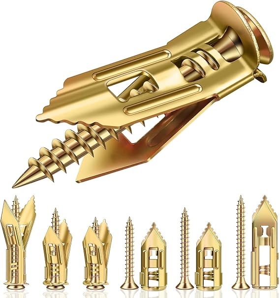 80Pcs Self Drilling Drywall Anchors with Screws Kit, 3 Sizes Sheetrock Anchors & 3 Sizes Expansion Screws, Zinc Plated Steel Drywall Anchors