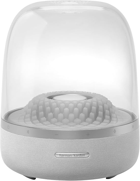 Harman Kardon AURA STUDIO 4 Wireless Bluetooth Speaker/Ambient Lighting/Built-in Subwoofer/Multi-point/Powered by Power Cable/Equipped with 3.5mm Analog Input/Made with Recycled Materials/Grey