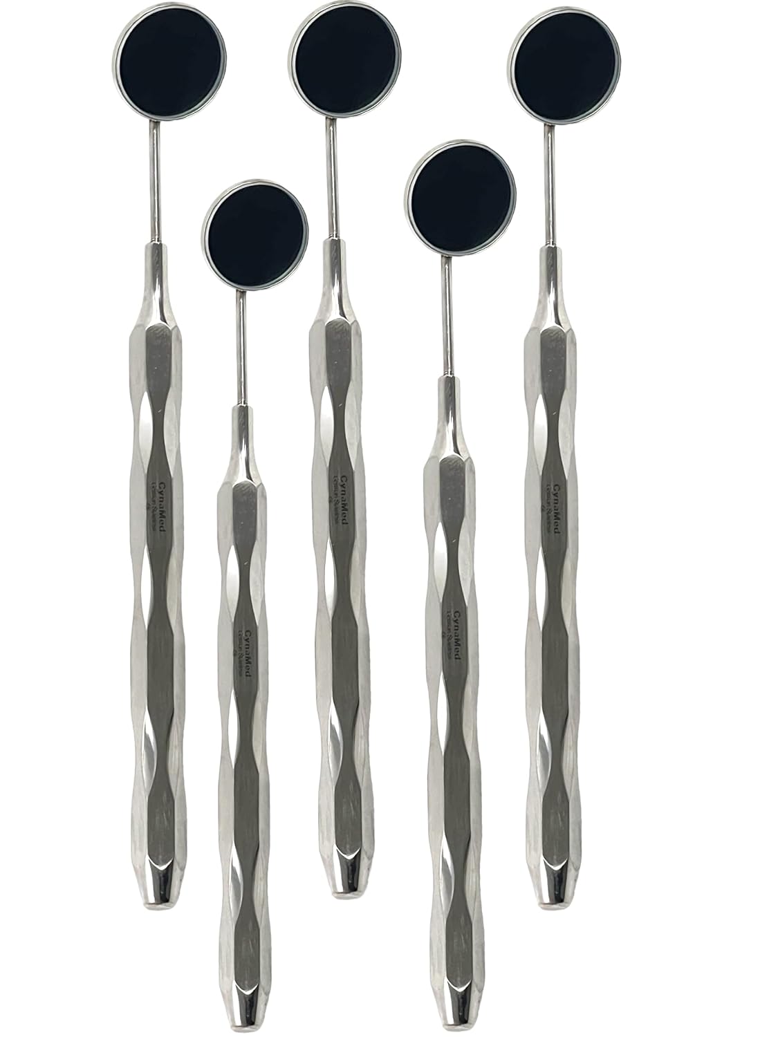 Ergonomic Hollow Handle Dental Mouth Mirror #5 Non Reflextive Silver & Blue Titanium German Stainless Steel CE - Artlab 5, Silver