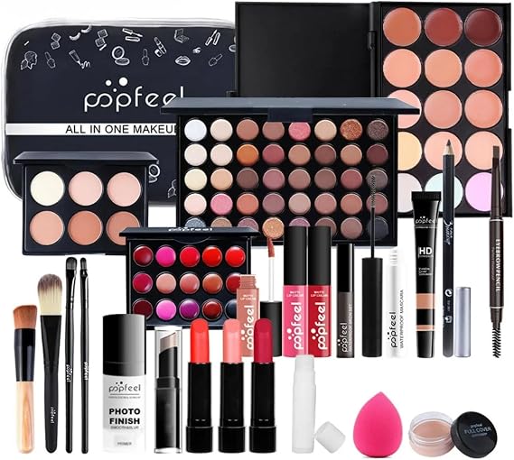 Popfeel Full Beauty Makeup Cosmetics Set Upgraded Cosmetic Set Makeup Set Lipstick Lip Eye Shadow Eye Shadow Palette Eyeliner Pencil Mascara Cheek Concealer Highlight Palette Long-lasting Full Beauty | Popular Cosmetics Set, Lipstick, Lip, Eye Shadow Palette, Eyeliner Pencil, Mascara, Blush Concealer, Highlighter Palette