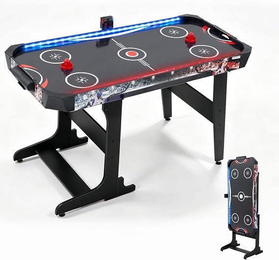 RAYKEEP 57 Inch Foldable Air Hockey Table with LED Lights