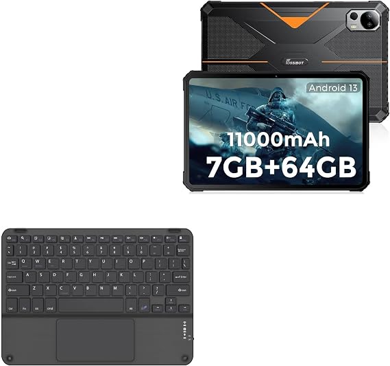 BoxWave Keyboard Compatible with FOSSiBOT DT1 Lite - SlimKeys Bluetooth Keyboard with Trackpad, Portable Slim TouchPad - Jet Black
