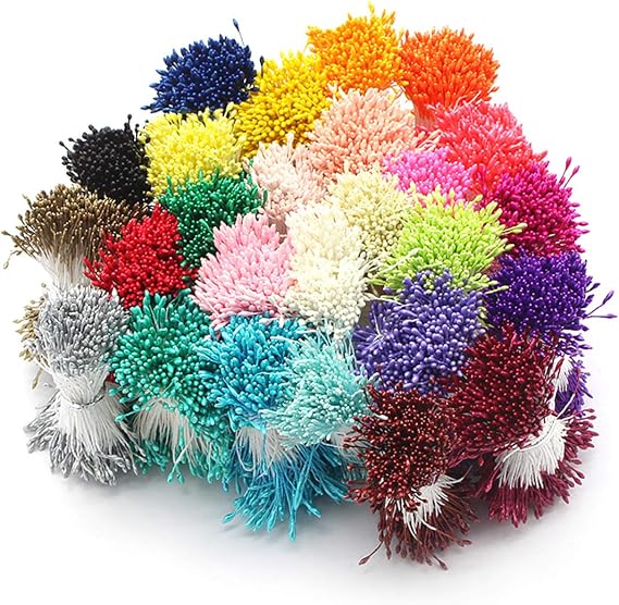 Queenbox 900Pcs 1mm Double Heads DIY Artificial Mini Pearl Flower Stamen