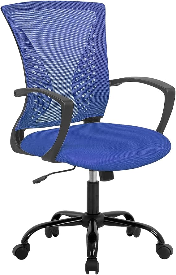 BestOffice Office Chair Desk Chair Telework Ergonomics Locking Function 8cm Height Adjustment Lumbar Support Comfortable Mesh Breathable 360 Degree Rotation with Armrests PU Casters Computer Chair