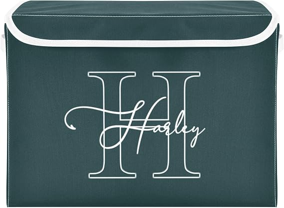 Custom Emerald Verdant Storage Bins with Lids Personalized Fabric Storage Boxes with Handles Stackable Closet Baskets Containers Foldable Cube Closet Organizers for Home