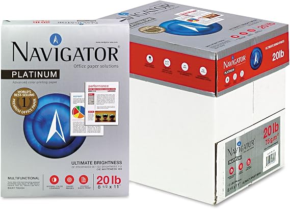 Navigator NPL11205R Platinum Paper 99 Brightness 20lb 8-1/2 x 11 White 2500/Carton