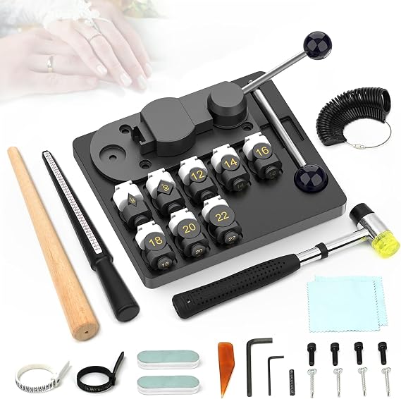 JAZORR Ring Bender Tool Ring Bending Tool, Spoon Ring Maker Machine Jewelry Making Kit with Nylon Dies Earring Ring Bender Machine Sizer Measuring Tool Multi-Functional Jewelry Tool