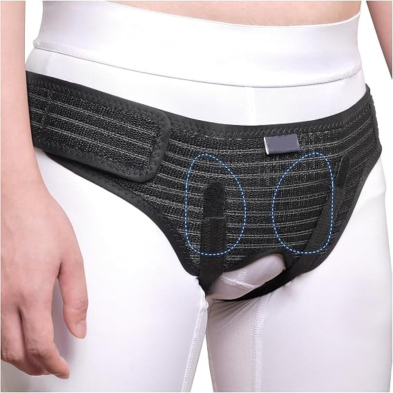 Hernia Belt for Men Inguinal, Hernia Belt for Women, Hook-and-Loop Fastener Design, Can Be Used When Sleeping, Breathable Material(Black,Large)