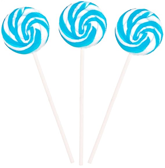 Blue & White Swirl Lollipops 40 Pack Individually Wrapped Party Favors, Baby Showers, Gluten-Free, Vegan, Bulk Candy