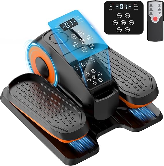 HTM Under Desk Elliptical Machine - Electric Elliptical Exerciser for Seniors, Pedal Exerciser 12 Speeds Portable Seated Pedal Exerciser with Remote Control Home Workout Exercise Equipment