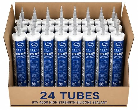 Silco RTV 4500 High Performance Silicone Sealant/Adhesive one Case of (24) 10 oz, Tubes, See Color Options (Aluminum)