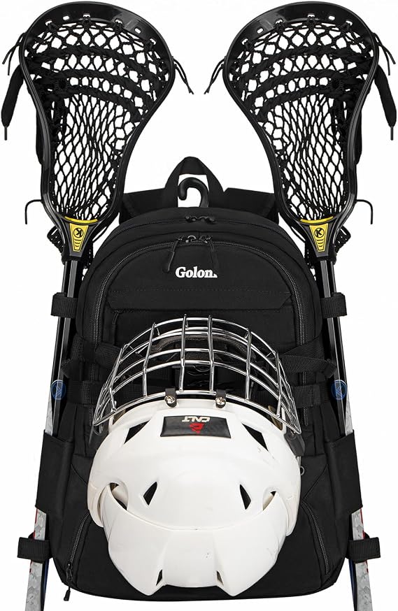Goloni Lacrosse Bag, Youth & Adult Lacrosse Backpack with Tow Stick Holder and Shoes Compartment,Field Hockey Bag for Boys & Girls