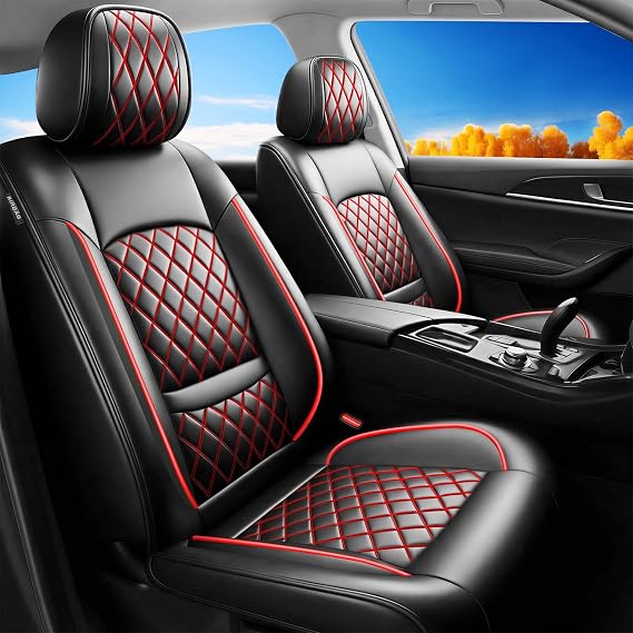 Fit for CRV Seat Covers Compatible with Honda CRV 2023-2025 2026 - Waterproof Breathable Leather Automotive Seat Cushions Protector,Airbag Compatible,Only 2 Front seat Covers(Redline)