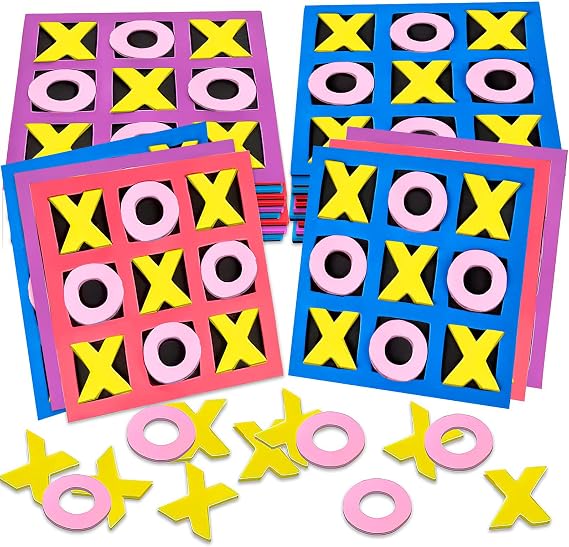 Gamie 24 Pack 5-Inch Foam Tic Tac Toe Mini Board Games Travel Bulk Tic Tac Toe Game for Kids, Indoor Recess Games for Classroom, Mini Board Games Bulk, Tic Tac Toe Party Favors for Kids