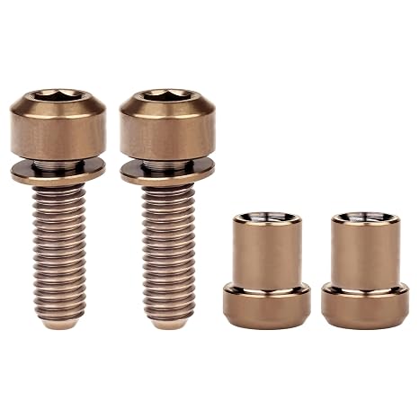 Titanium M5 Bolt with Washer (Bronze Square Head, M5x16mm) | Hex Head Screw 16 18 20mm Steerer Clamp Nut for Bicycle Stem Front Forking Lock