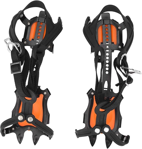 Traction Ice Cleats, Anti Slip 10 Toothed Snow Crampons Durable Footwear for Mountaineering Ice Climbing Camping Hiking