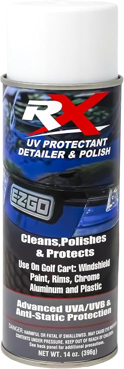 Hardline Products USA RX UV Protectant Cleaner & Polish for Golf Carts Advanced Plastic Protection & Windshield Detailer Safe for Strataglass, Isinglass, Vinyl Enclosures Anti-Static - RXC