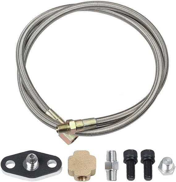 36" Universal Turbo Oil Inlet Feed Line Fitting Kit replacement for T3/T4 T25/T28 Turbo Turbocharger 1/8 NPT -4AN