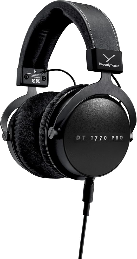 beyerdynamic DT 1770 PRO MKII Wired Over-Ear Headphones, 30 Ohm, Closed-Back Professional Recording Studio Monitor. 2 Detachable Cables, Velour & Leatherette Ear Pads, Handmade in Germany. Black