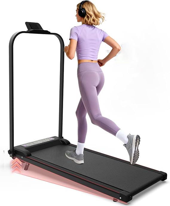 Compact Treadmills for Home, Foldable Walking Pad with Incline and Handle Bar, Portable Running Pad Treadmills with Remote Control for Small Spaces, Fold Up Treadmills Under Desk for Offiice