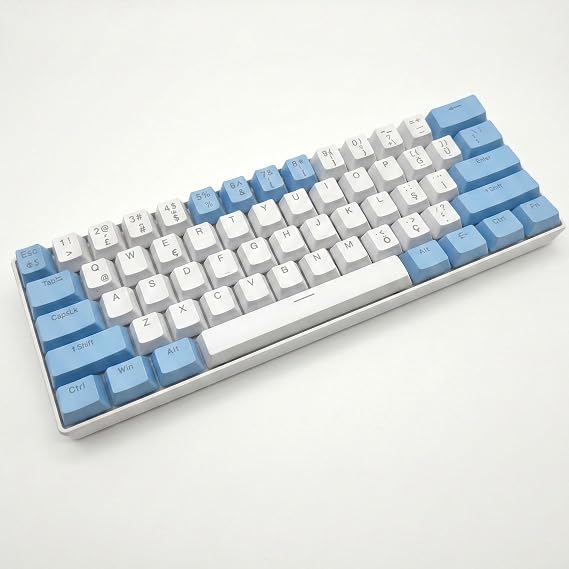 Coverzone Türkçe Mekanik Klavye 61 Tuş%60 Blue Switch RGB Aydınlatmalı Kompakt Gaming Klavye | FN Kombinasyonlu Ok Tuşları Çoklu Işık Modu Dayanıklı Mekanik Tuş Yapısı | H61K (Mavi Beyaz)