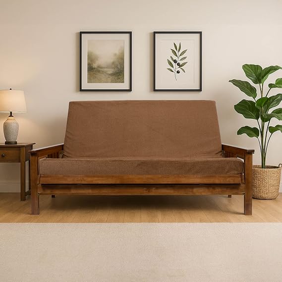 Memory Foam Futon Mattress, 6-Inch Thick Foldable Sofa Bed Cushion with Washable Removable Cover, Firm Support Guest Bed for Apartment & Dorm, (Bronze, Full)