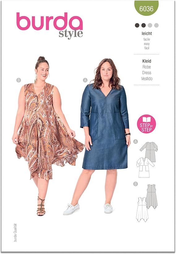 Burda Style X06036BURDA Misses' Dress Sewing Pattern Packet, Design Code B6036, Sizes 18-28 (44-54)