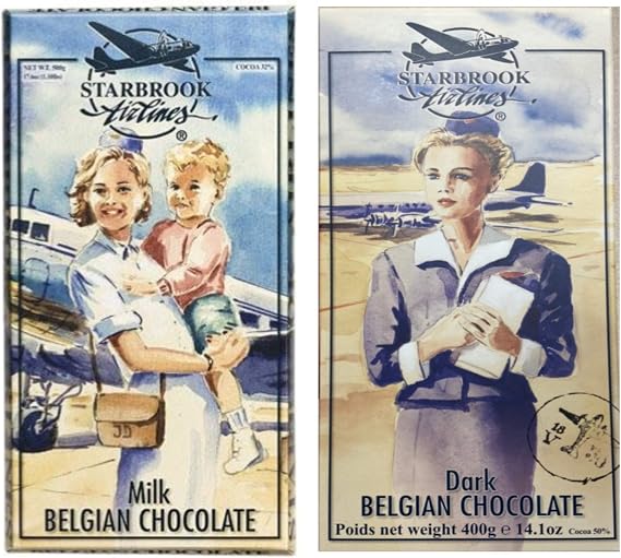 Starbrook Airlines, Dutch/Belgian, Giant Milk & Dark Chocolate Bars, 2 bar pack, 14.1oz/400g each
