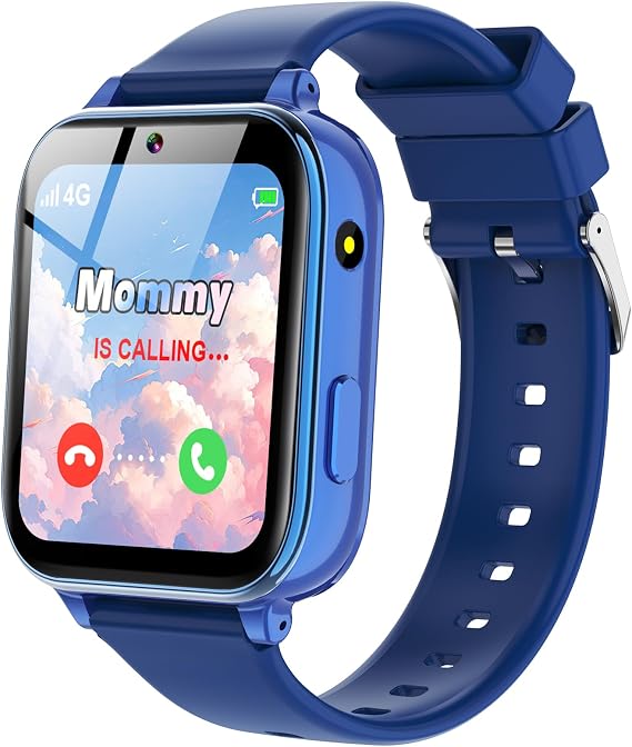 4G Smart Watch for Kids Kids Phone Watch with Calling SOS Texting WIFI Music Games Pedometer Camera Alarm Stopwatch Video Calculator (Not Support GPS), Smart Watch for Boys Girls Ages 4-12 (Blue)