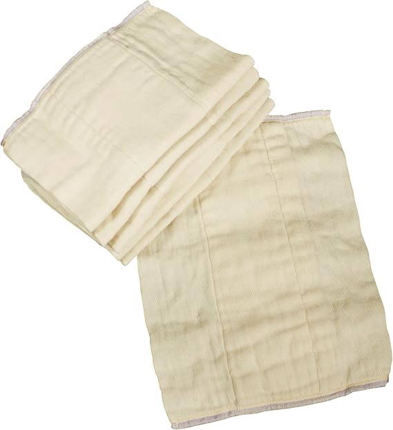 OsoCozy Unbleached Prefold Cloth Diapers 100% Cotton, Durable, Soft, Absorbent, Sustainable & Economical - dims, Fits size range. - (Size)