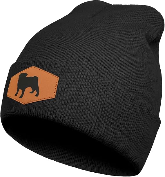Pug Beanie Hat for Men Women, Warm Winter Knit Cap for Dog Lover