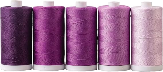 Connecting Threads Pink Assorted 100% Cotton Thread Set - 5 Spools | 1200 yard spools of 50 weight thread for machine sewing, handsewing, and quilting - Berry Preserves color