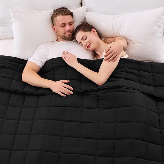 yescool Weighted Blanket for Adults (25 lbs, 88 x 104, Black) Cooling Heavy Blanket for Sleeping Perfect for 240-260 lbs, King Size Breathable Blanket with Premium Glass Bead