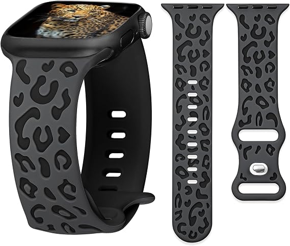 Apple Watch Bantları için Leopar İşlemeli Bantlar 46 mm 45 mm 44 mm 49 mm 42 mm (S3) Kadınlar için iWatch Bantları, Apple Watch Serisi 10 9 8 SE 7 6 5 4 3 Ultra 2 1 Bant için Sevimli Şık