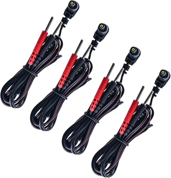 Premium Replacement TENS Lead Wires, Compatible with Most TENS and EMS Units 45" Long (Pack of 4)