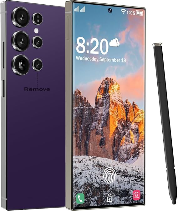 I25 Ultra Unlocked Cell Phone, 7000mAh Long Battery Life Smartphone,Built in Pen,6.8" HD Screen 12+512GB Unlocked Phones,5G/Dual SIM/Fingerprint Unlock/Face ID (Purple1)