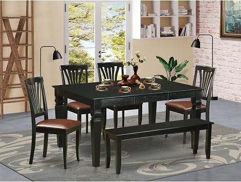 HomeStock Kitchen Table Set with Dining Chairs - Buttermilk & Cherry Finish - 6 Piece Dinette Set