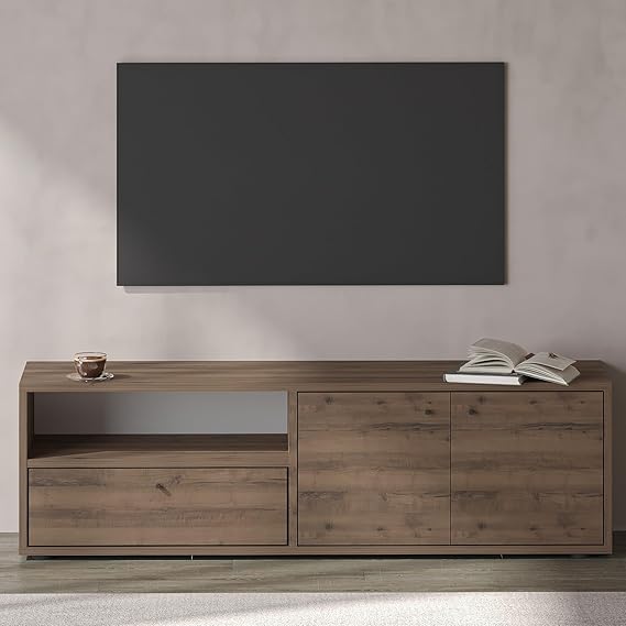 Minimal TV Stand with Pao Cover – 136 cm Antique Walnut