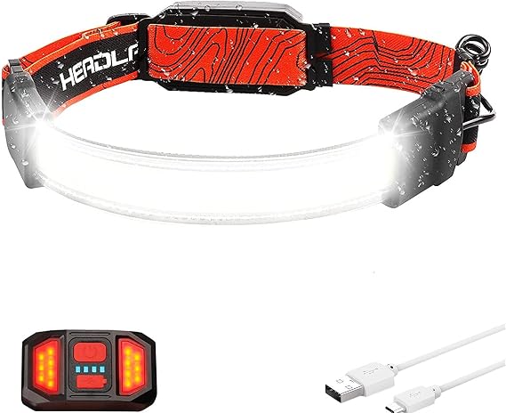 LED Headlamp, Super Bright COB Headlight Rechargeable 1200 Lumens Headlamps,210Illumination, Wide Beam Headlights Lightweight Head Torch for Running Auto Repairing Fishing Hiking