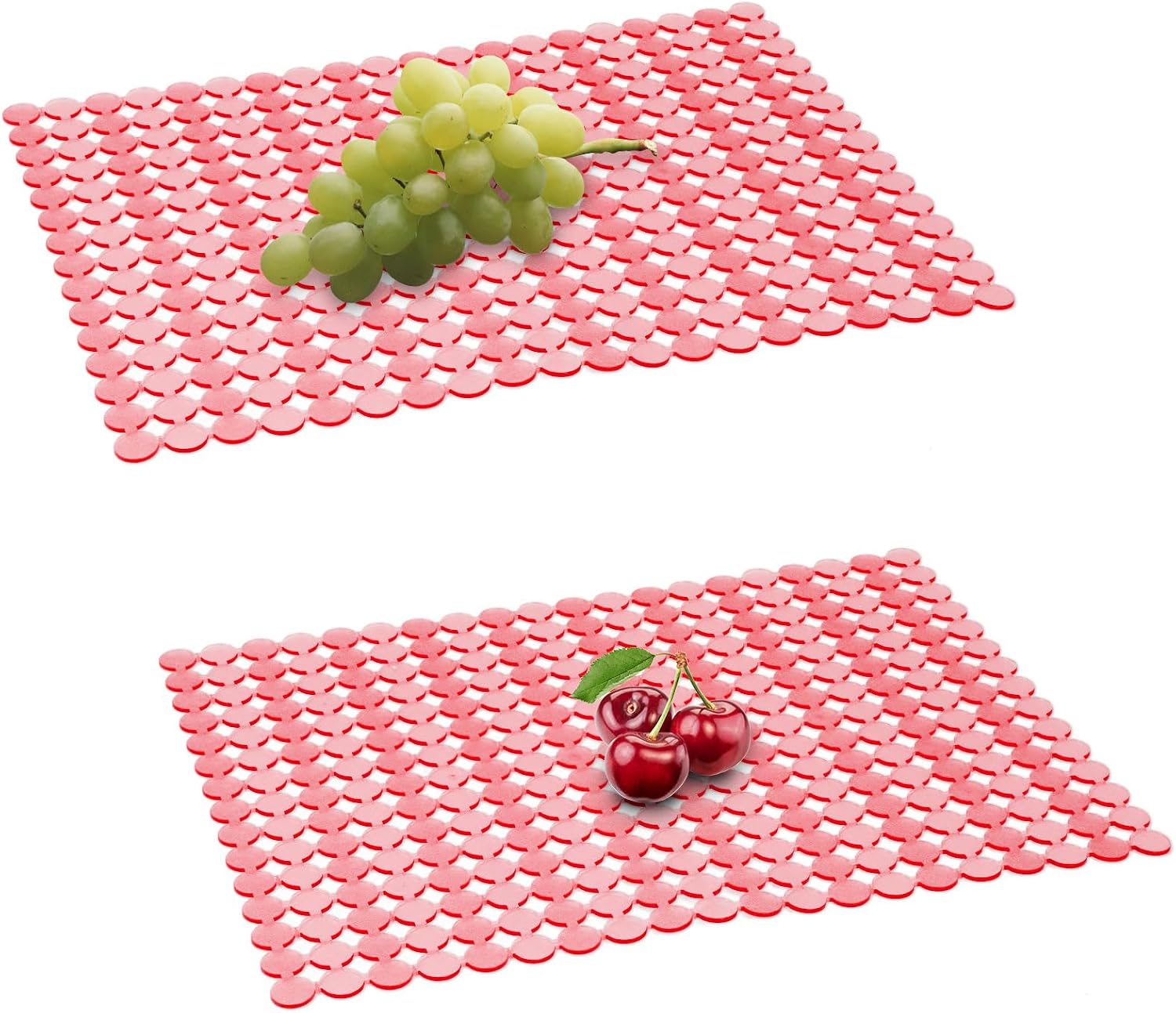 Qulable 2Pack Kitchen Sink Mat for Stainless Steel/Ceramic Sinks, PVC Eco-friendly Protectors for Bottom of Kitchen Sink, Adjustable, Fast Draining, Dots Design, 11.8x15.7 (Pink)