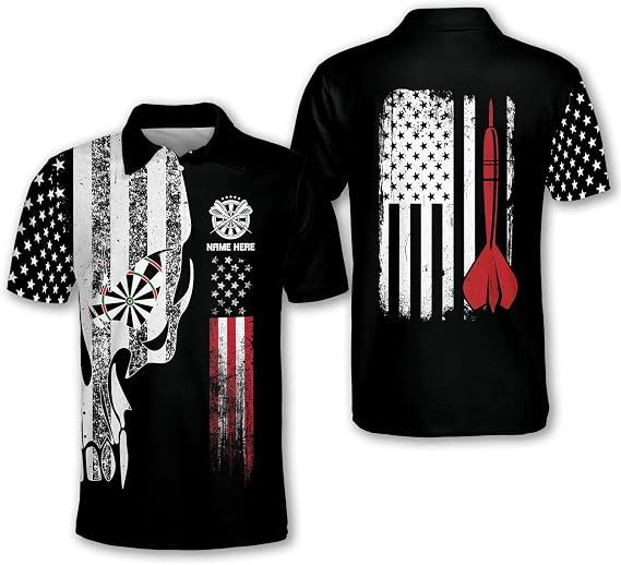 LASFOUR Personalized Dart Shirts for Men, Custom Dart Jersey for Team, Dartboard Shirts, Dart Gifts, Dart Polo Size S-5XL