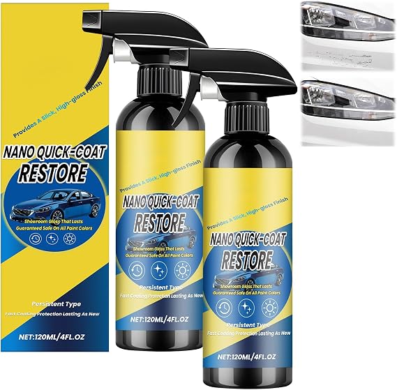 2Pcs Nano Quick Coat Restore, Quick Effect Coating Agent for Cars, 2026 New Advanced Nano Spray for Cars, Car Coating Spray Long-Lasting Protection, Quick Restore & Mirror Shine