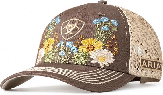 ARIAT Women's Vintage Flowers Embroidered Trucker Cap, Brown